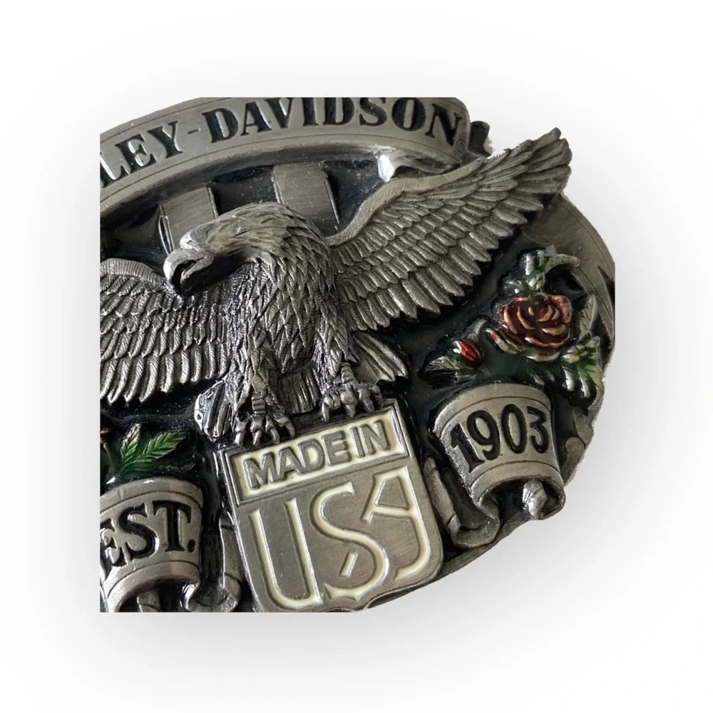 Vintage: Harley Davidson x Harmony Designs ©️1989 ☻ Eagle Rose Metal Belt Buckle